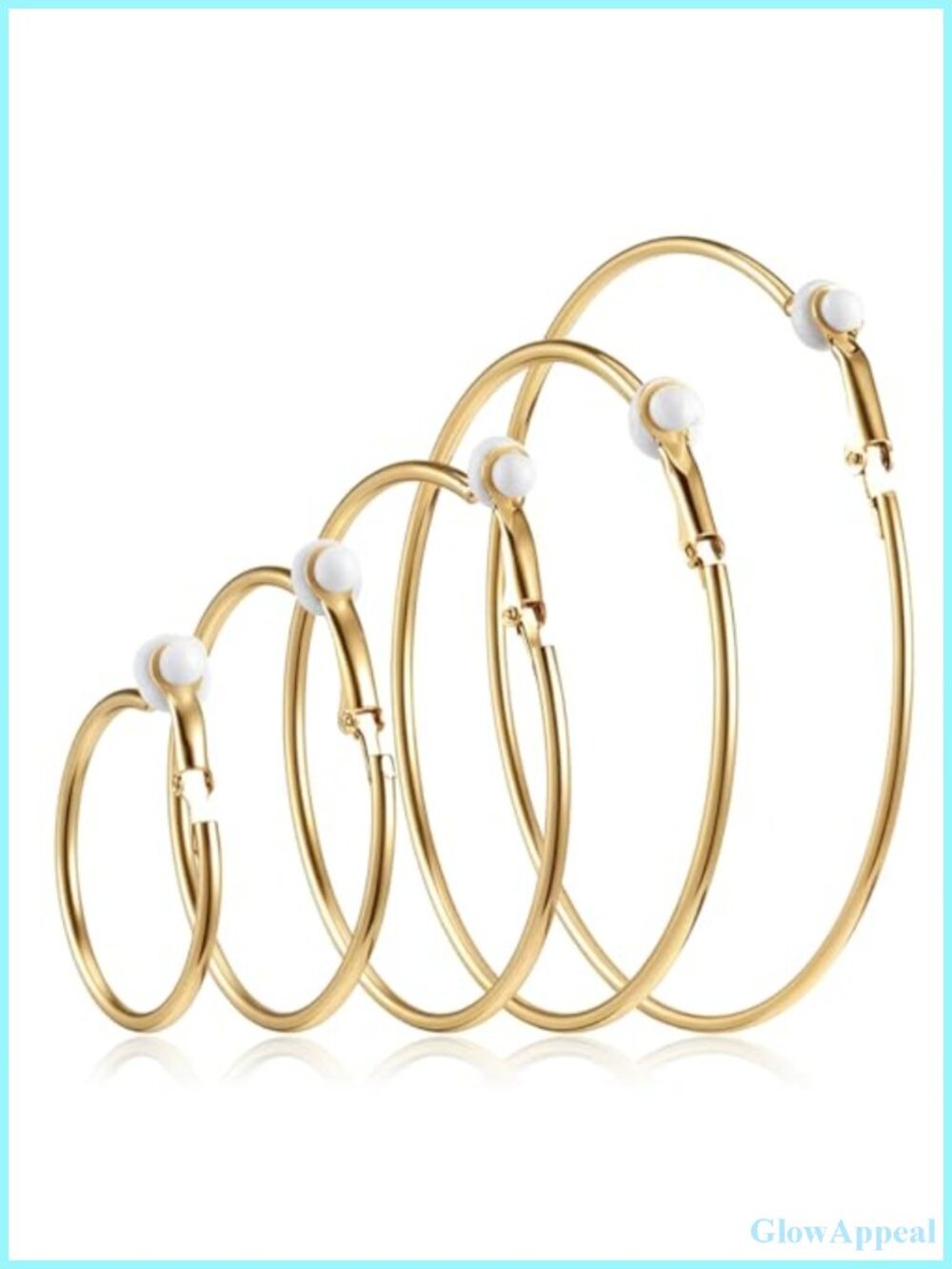 5 Pair Stainless Steel Clip On Hoop Earrings Set Lightweight Dangle 30-70mm